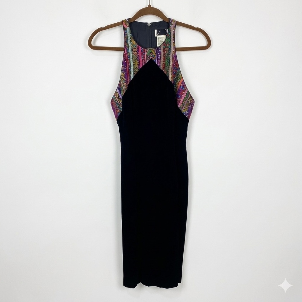 Vintage Rimini for Saks Fifth‎ Avenue Velvet & Metallic Brocade T-Back Dress 4